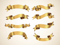 Golden-Decorative-Vector-Ribbons-Set