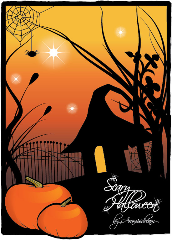Halloween-card-with-pumpkins