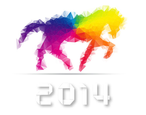 2014-Year-with-Colorful-Horse-Vector-Illustration