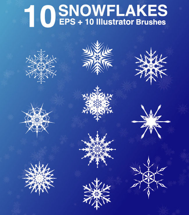 10-Vector-Snowflakes-EPS-and-Brush