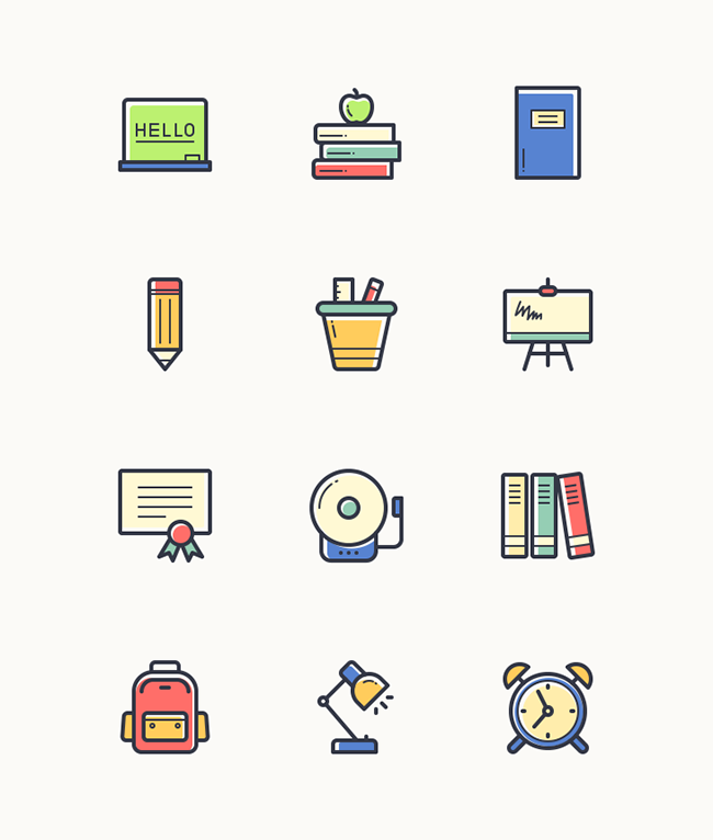 12-Free-Back-to-School-Line-Vector-Icons