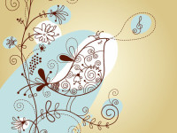 Singing-Bird-with-Floral-Vector-Illustration