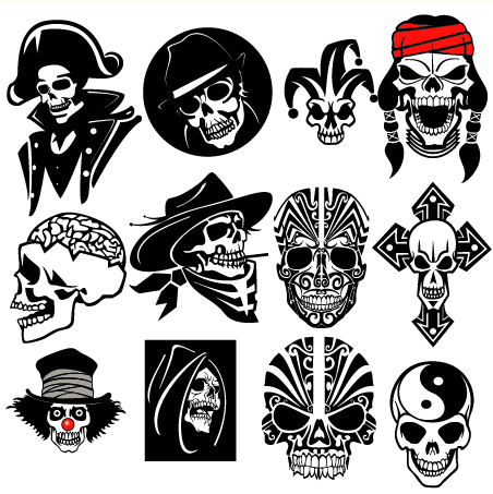 12-Skull-Vector-Collection