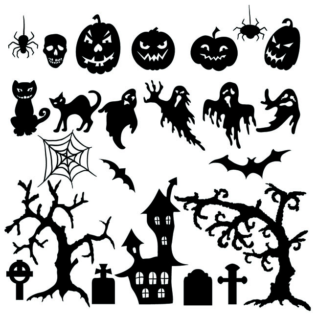 Vector-set-of-halloween-silhouette-elements